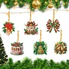 (US Local)6pcs Christmas  DIY Diamond Painting Art Pendant Wall Door Decoration