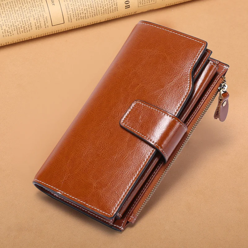 Leather Anti-theft Brush Ladies Wallet Long