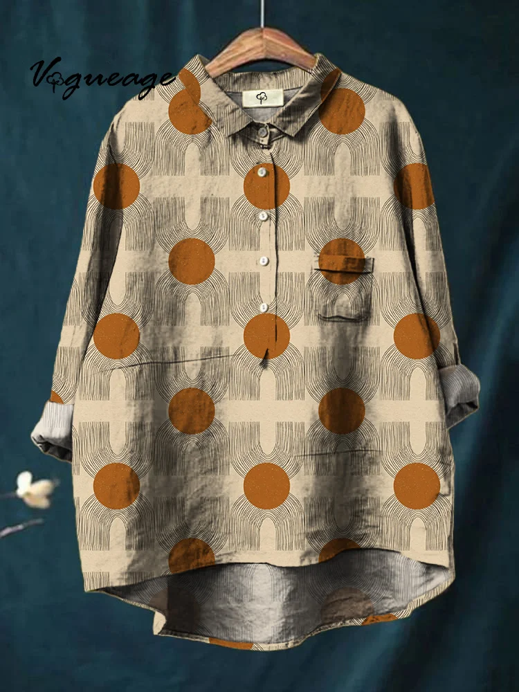 Stylish And Simple Soft Dots Printed Cotton And Linen Shirt
