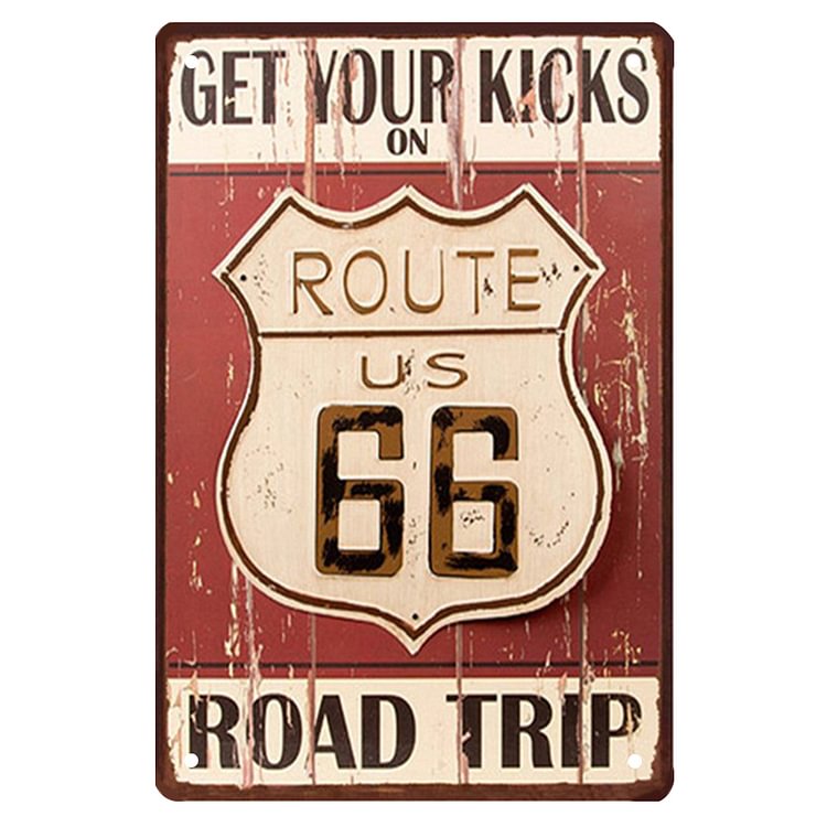 Classic american route 66 - Enseigne Vintage Métallique/panneaux en bois - 20*30cm/30*40cm