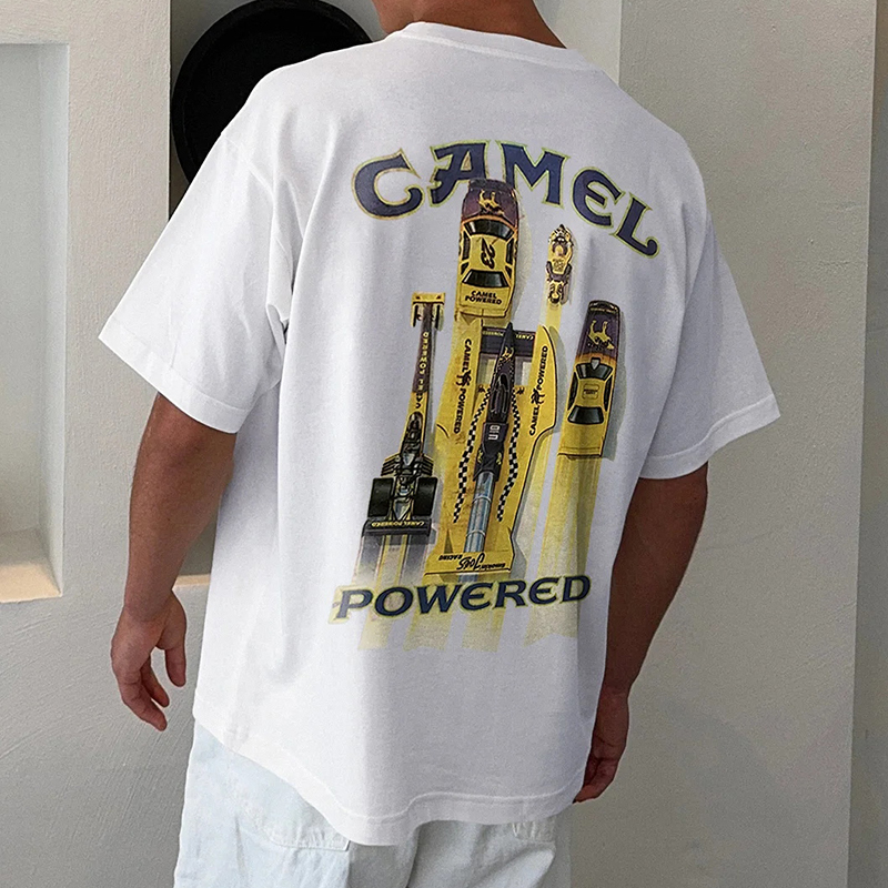 Unisex Racing Style White Loose Casual Short-sleeved T-shirt / TECHWEAR CLUB / Techwear