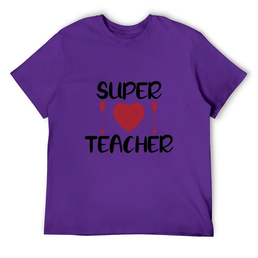 Women plus size clothing Printed Unisex Short Sleeve Cotton T-shirt for Men and Women Pattern Super teacher-Nordswear