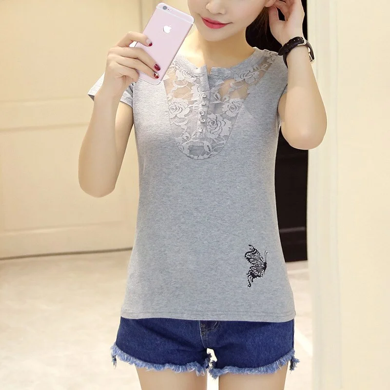 FEKEHA Summer T-shirt Women Casual Lady Top Tees Cotton White Tshirt Female Brand Clothing T Shirt Top Tee 515