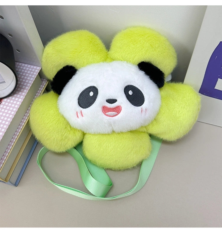 Kid’S Plush Animal Flower Cute Oval Zipper Shoulder Bag Crossbody Bag
