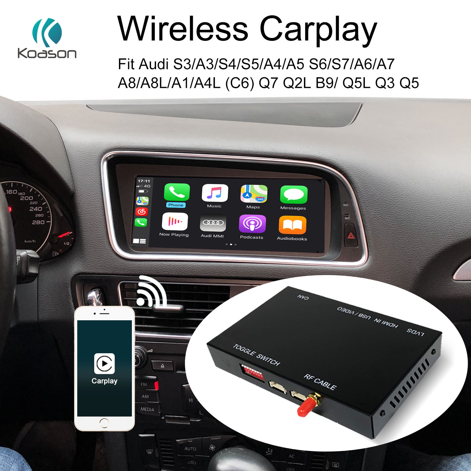 Kabellose Apple Carplay Android Auto Interface Foraudi A3 A4 Q2 Q2l Q5l Q7  2014-2022 mit Mirror Link Airplay Car Play