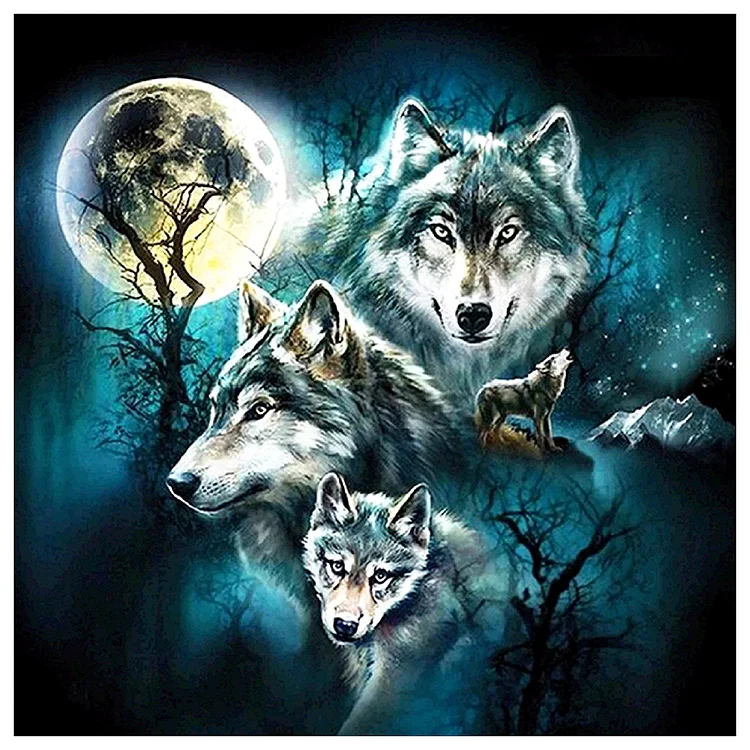 Night Wolves - Full Round - Diamond Painting（30*30cm)