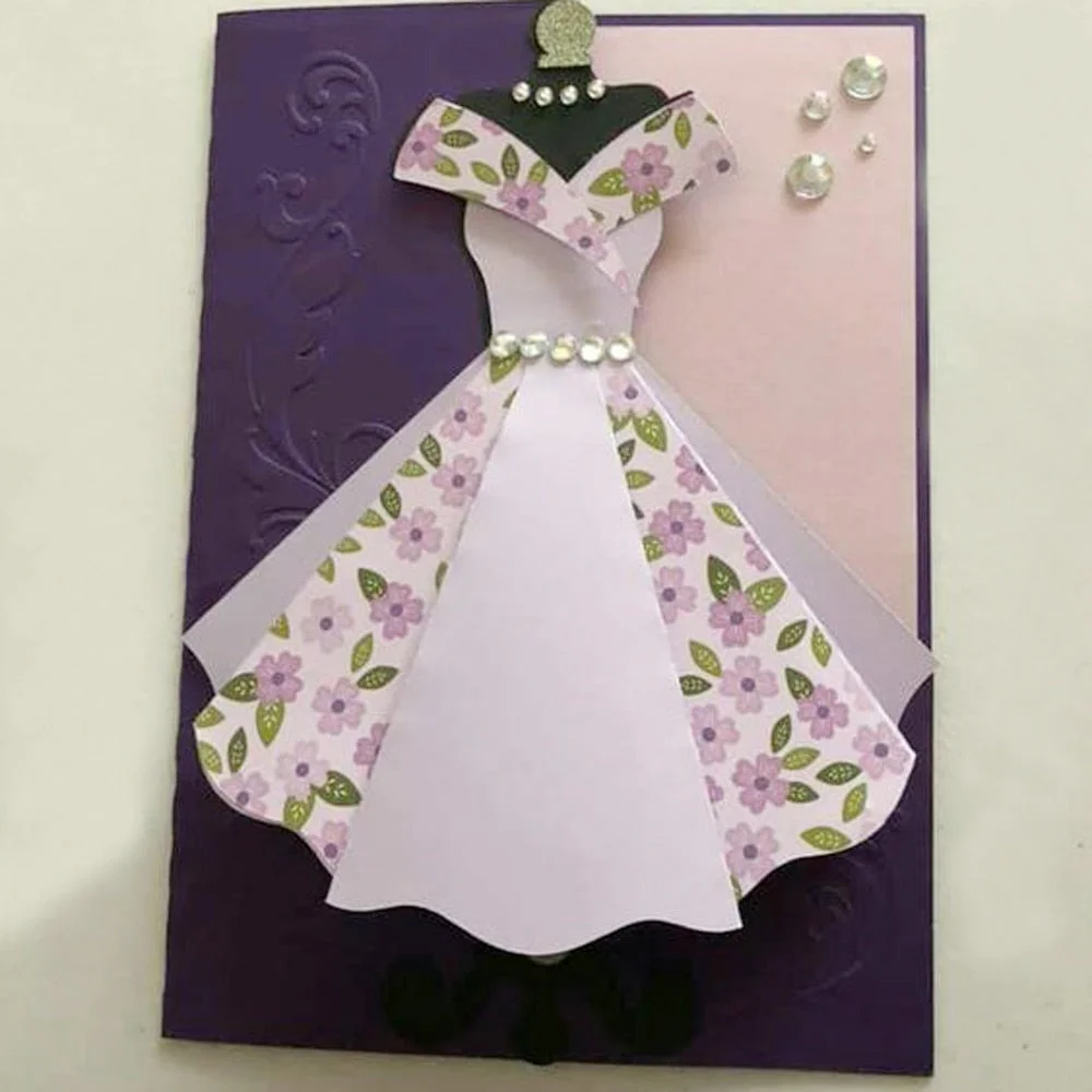 New 9PcsSet Cute Princess Dress Metal Dies Scrapbooking Metal Cutting Dies Craft Stamps die Cut Embossing Card Making Stencil