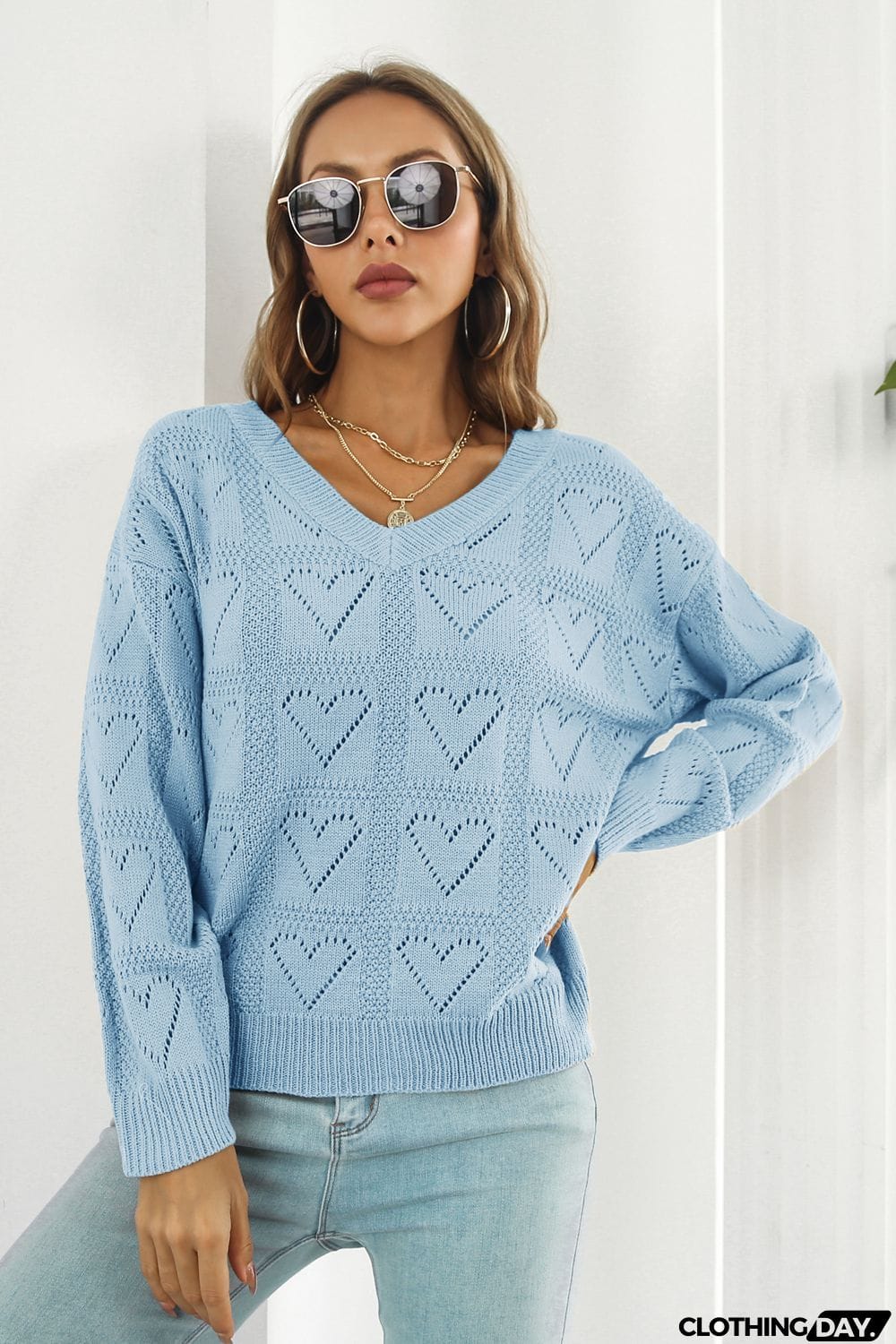 V-Neck Drop Shoulder Sweater