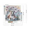 5D DIY Full Round Drill Diamond Painting Magnolia Bulldog Kit Home Decor 40x40cm