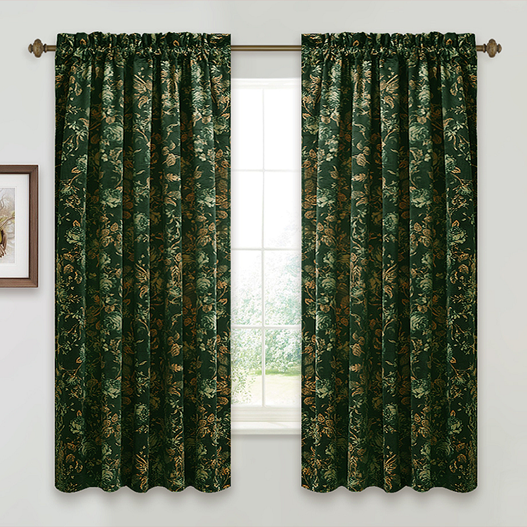 Indoor Semi-shading Curtains Printed Peony Flannel Shade Cloth 1Pcs-ChouChouHome
