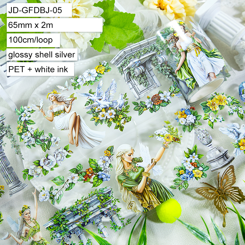 PET Tape - 65mm*200cm Praise of Peace Series Vintage Plant Flower Character 