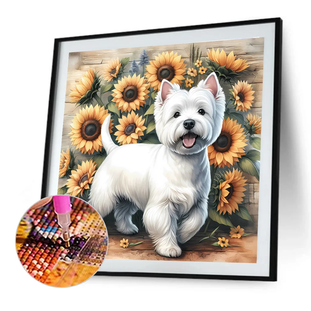 Diamond Painting - Full Round Drill - Sunflower Dog(Canvas|40*40cm)