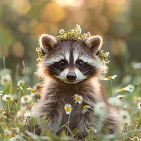 Flower Raccoon - Diamond Painting