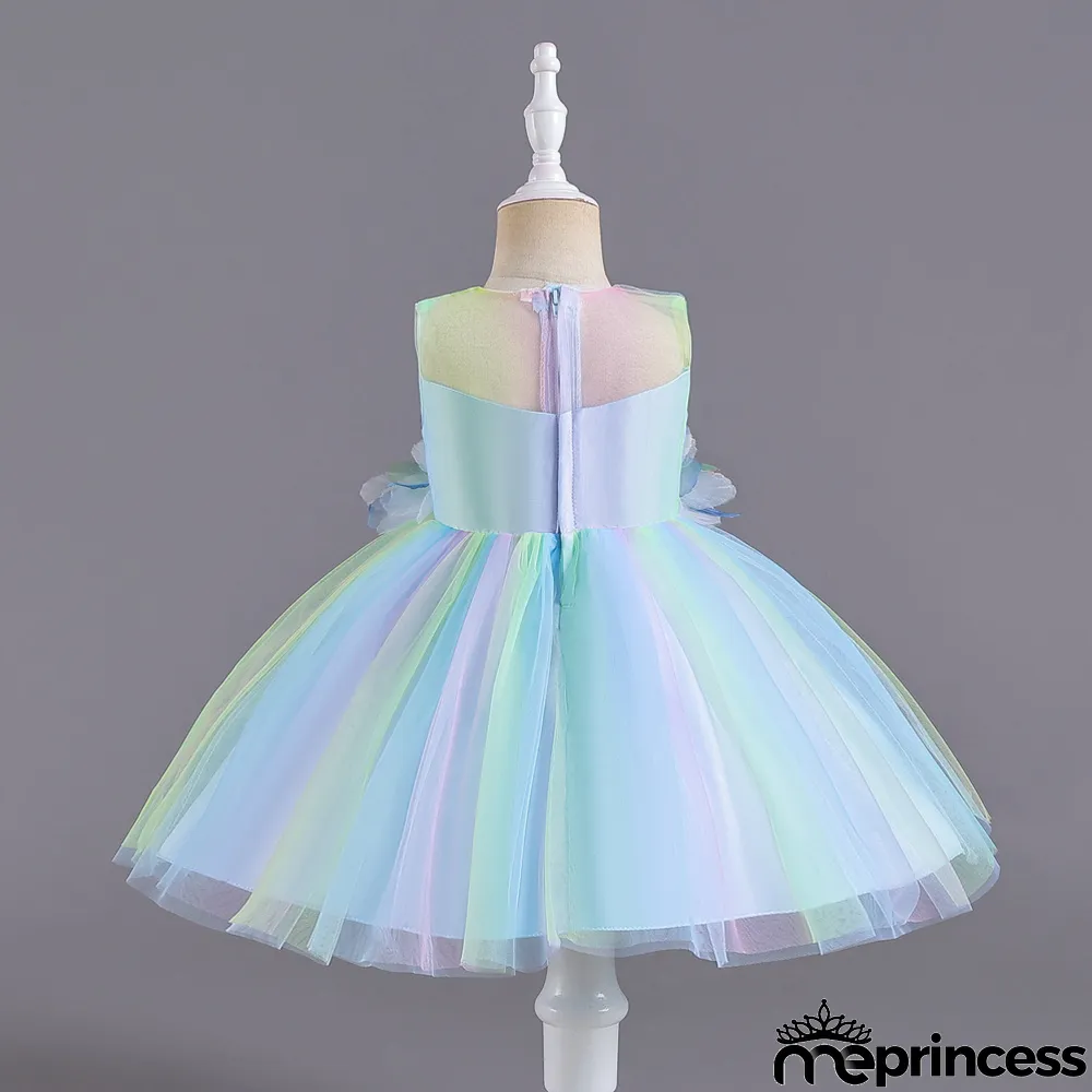 Infant and Toddler Dresses Floral Dress Multi-Color Mesh Pouf Princess Dress