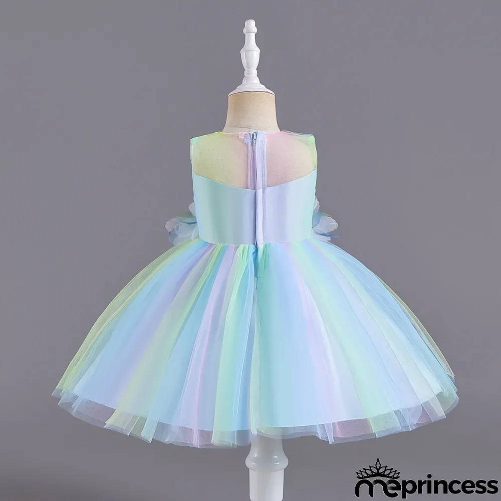 Infant and Toddler Dresses Floral Dress Multi-Color Mesh Pouf Princess Dress