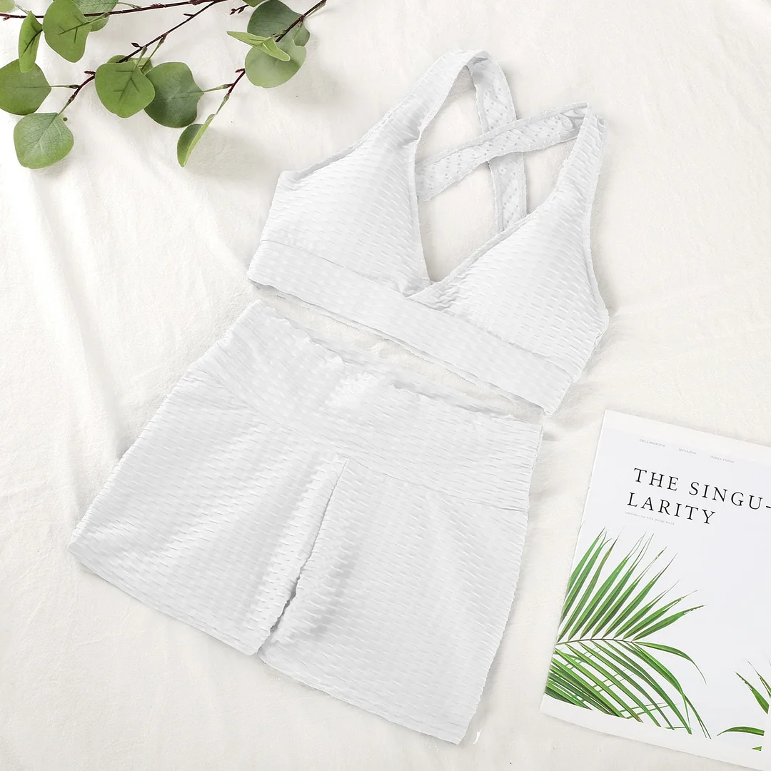 ATHVOTAR Two Piece Shorts Set Women Top and Pants Anti Cellulite Leggings High Waist 3 Piece Set Tracksuits Sweat Suits Women