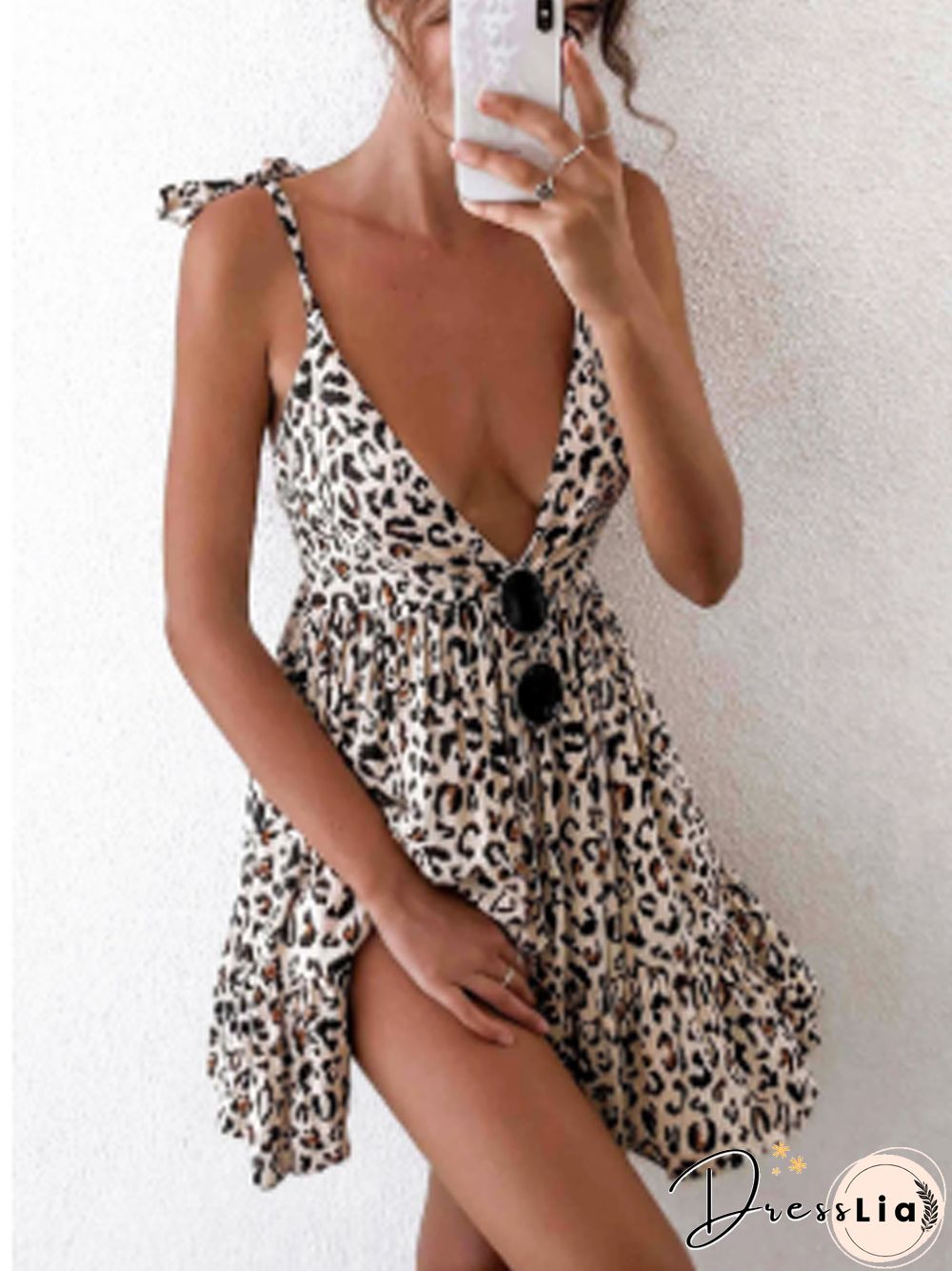 Sexy V-Neck Backless Floral Dress