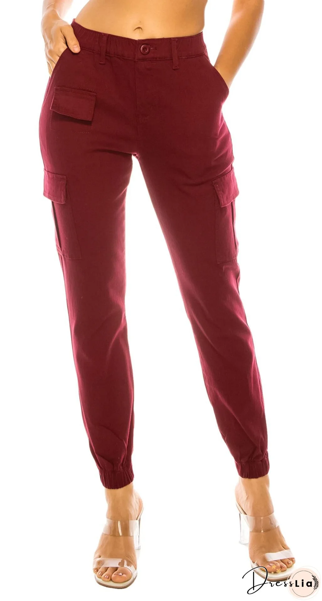 Women's Outdoor Overalls Design Elastic Waist Casual Pants