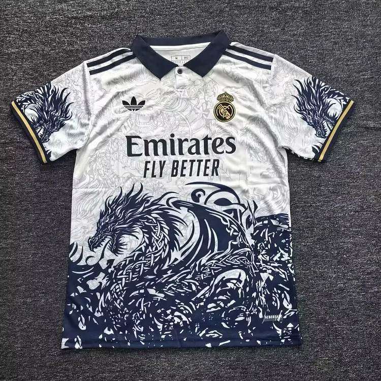 2025-26-Real Madrid POS White and Blue Dragon - Jersey - Fan Edition