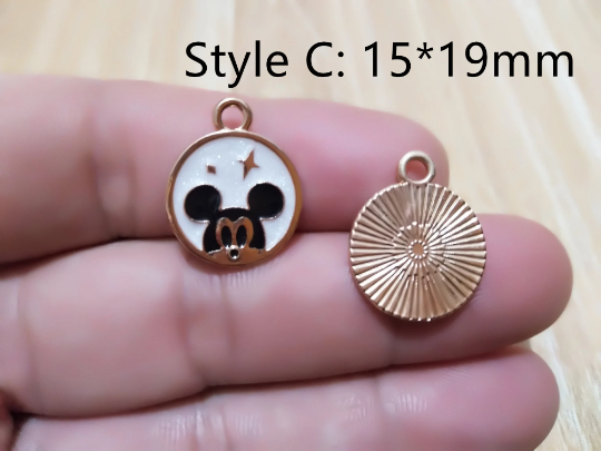 Cute Cartoon Minnie Mouse Charm,Mickey charm,Animal Mouse Head Charms,Red Bow Enamel Metal Charms/ Pendant/Earrings /Jewelry Making/DIY