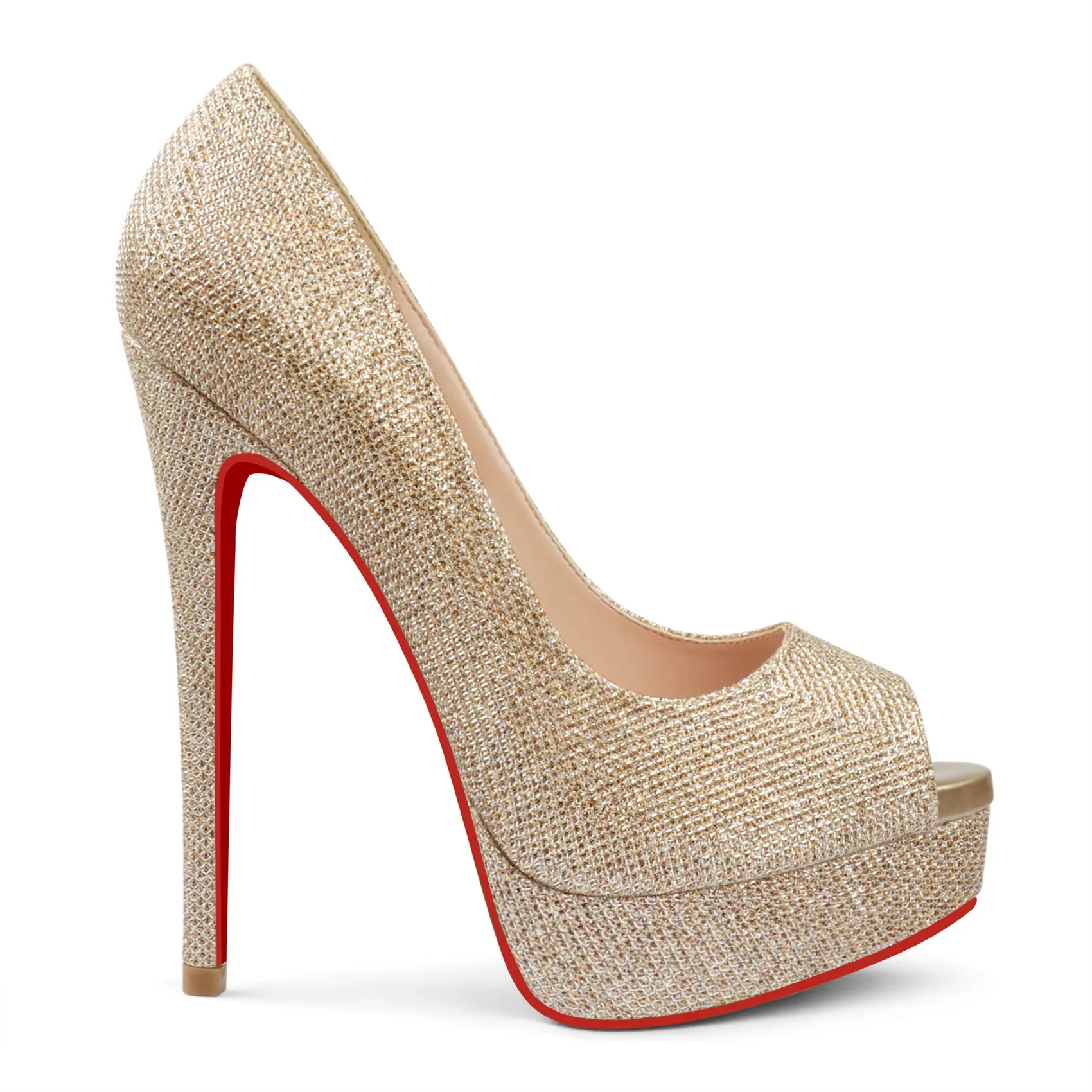 150mm Sky High Platform Red Bottom Peep Toe Pumps-vocosishoes