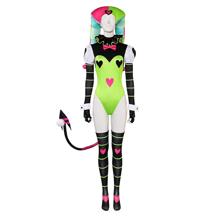 TV Helluva Boss 2 (2024) Fizzarolli Green Clown Bodysuit Cosplay Hazbin Hotel Outfits Costume Halloween Carnival Suit