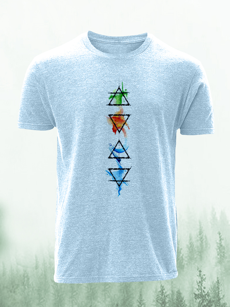Men's Four Elements Print Casual Short Sleeve T-shirt