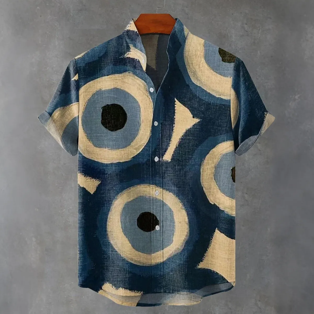 Abstract Geometric Abstract Digital Art Painting  Art Print Men's Short Sleeve Button Up Shirt  artssus