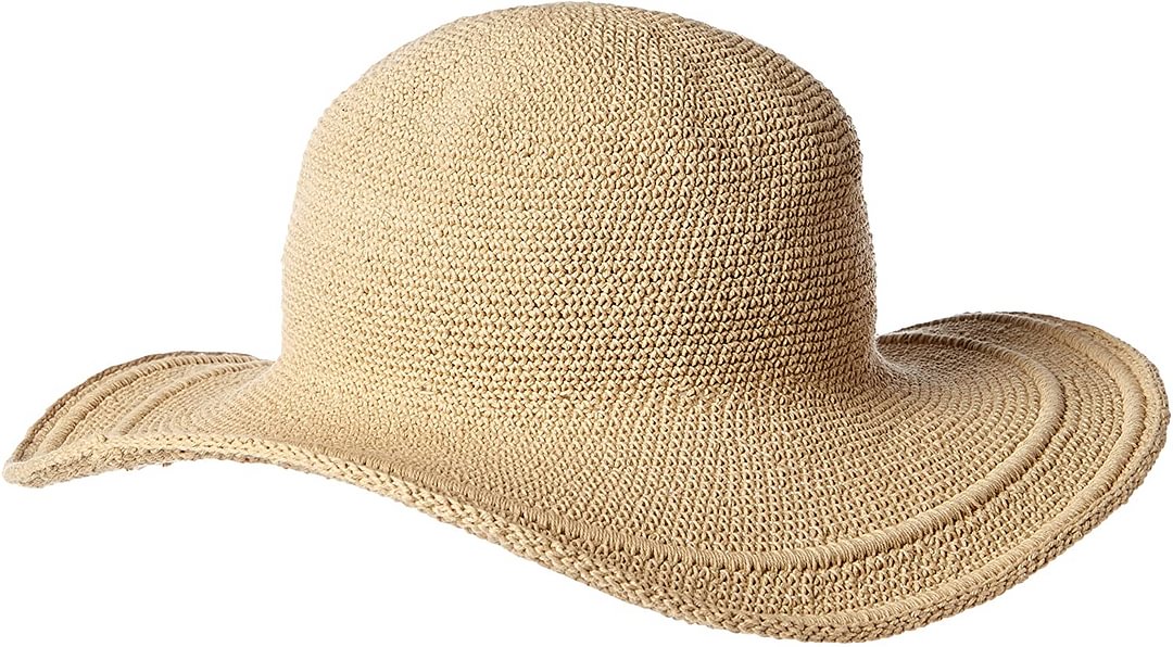Hat Company Women's Cotton Crochet 4 Inch Brim Floppy Hat (One Size Tan)