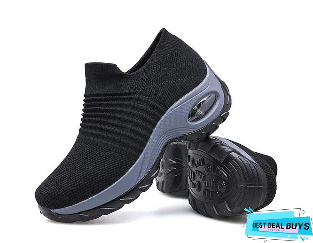 Women Breathable Mesh Slip-On Air Cushion Casual Sneaker Shoes