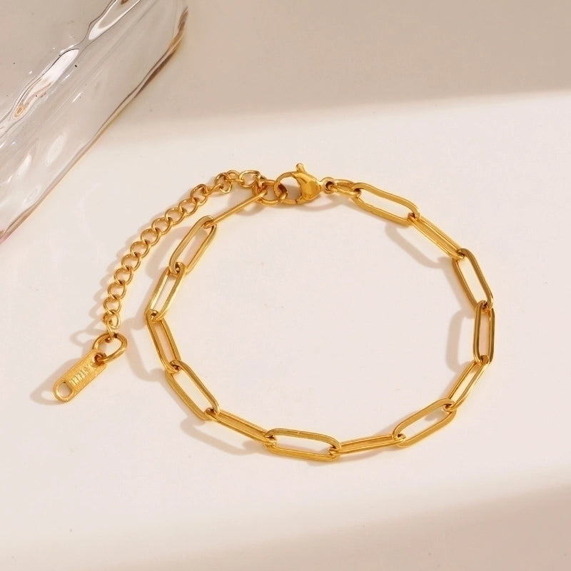 Minimalist IG Style Solid Color 304 Stainless Steel 18K Gold Plated Bracelets In Bulk
