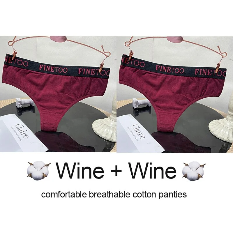 2PCS/Set Cotton Lingerie Women's Underwear Panties Sexy Thong Underpants Female Briefs Intimates G-String Pantys Cotton Panties