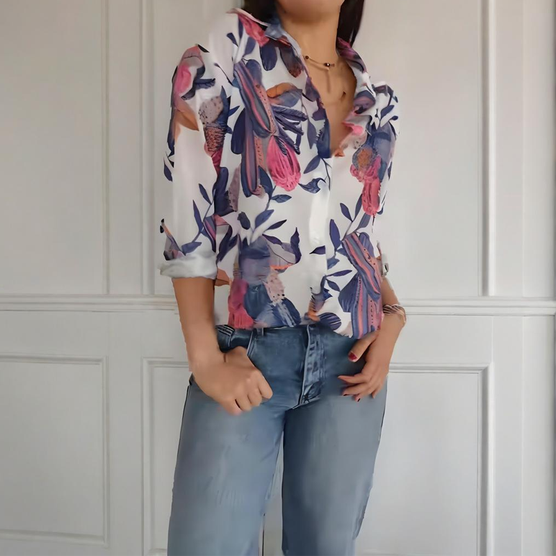 Camisa elegante com estampado floral e botões