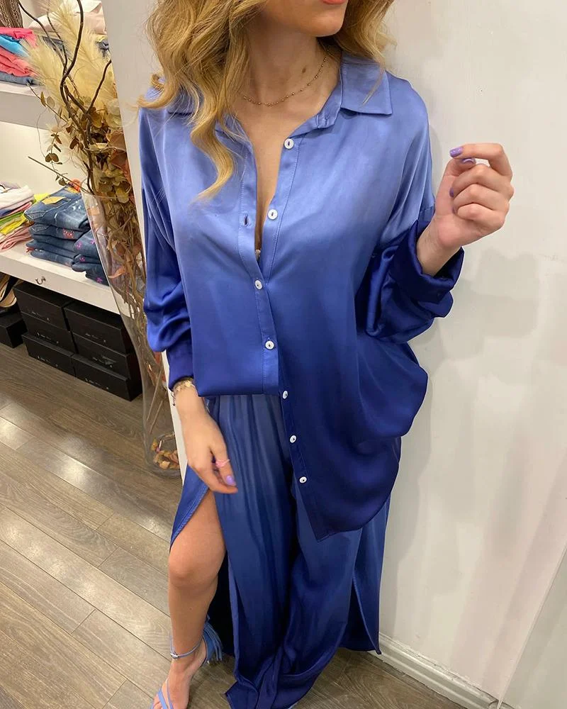 Two-piece suit in gradient colors