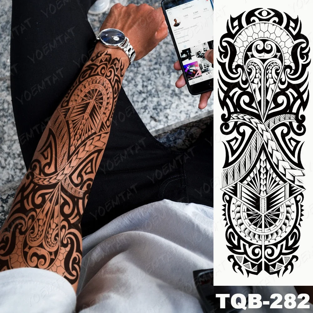 Large Full Arm Sleeve Tattoo Indian Forest Leopard Waterproof Temporary Tatoo Sticker Wild Tribe Men Women Body Art Tatto