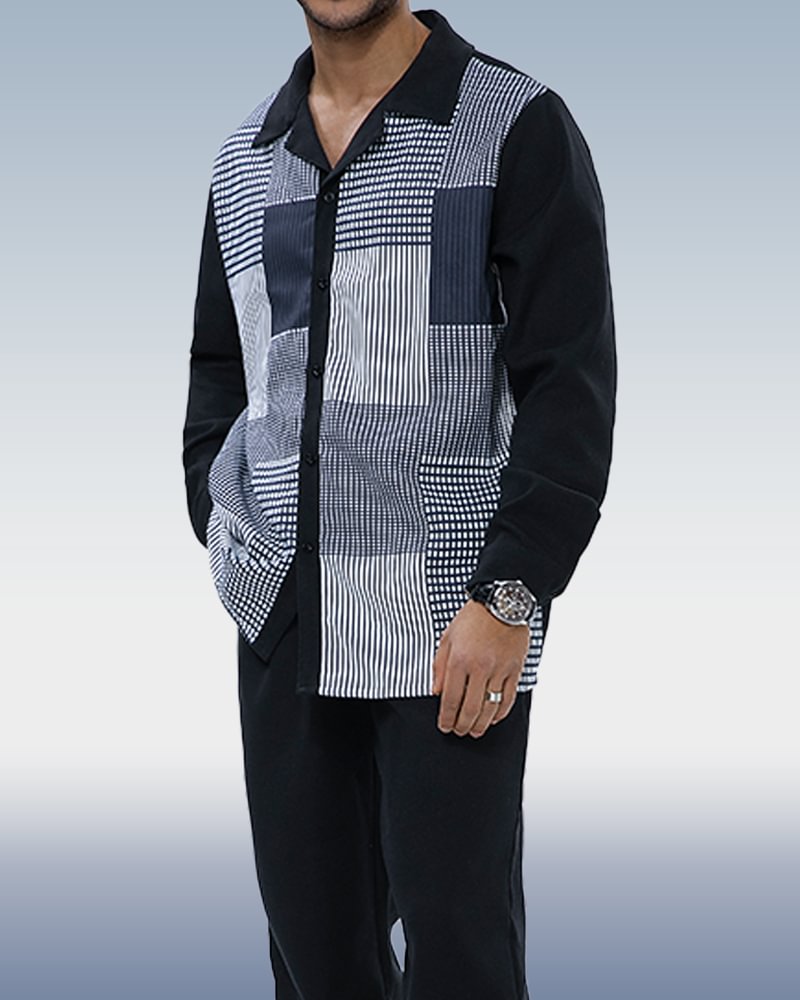 Suitmens Autumn black line two-piece walking suit