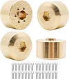 AMK 4pcs RC Brass Wheel Weights, Brass Wheel Hex Hub Adapter for 1.9in / 2.2in Beadlock Wheel Rim 1/10 RC Crawler Car Axial SCX10 Capra TRX4 TRX6 (4pcs 15mm Brass Weights)