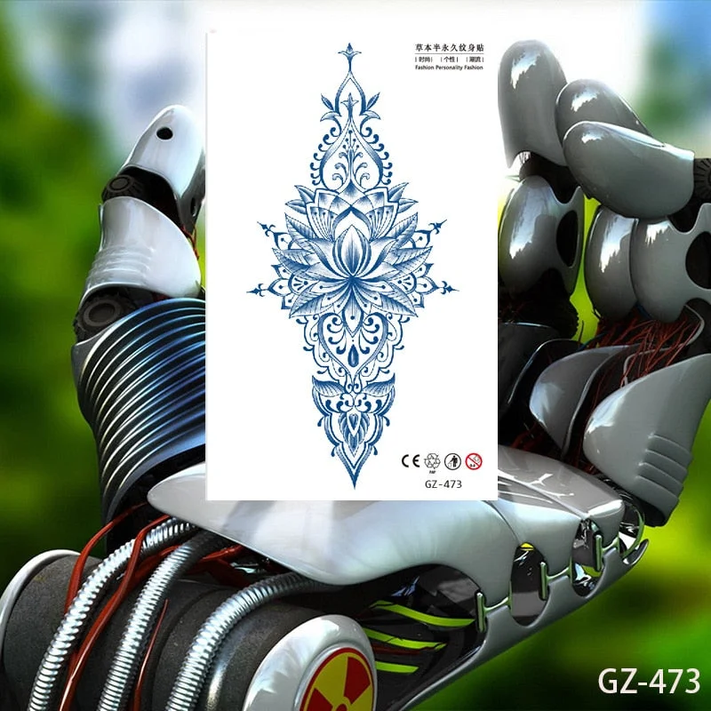 Temporary Waterproof Tattoos Stickers Creative Necklace Flower Juice Ink Lasting Girls Arm Neck Back Waist Buttocks Fake Tatoo