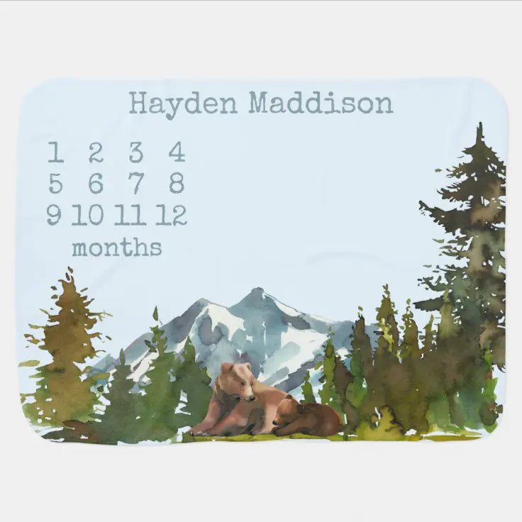 Personalized Bears Baby Milestone Blanket For Comfort & Unique | BKMS18