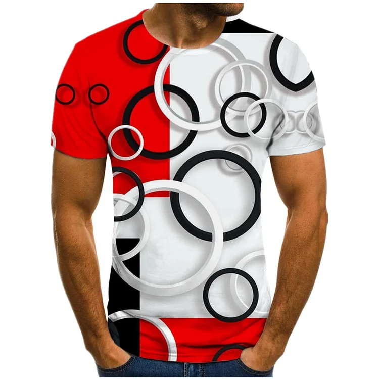 Geometry Pattern Summer Short Sleeve Tops Men's T-Shirts at Hiphopee