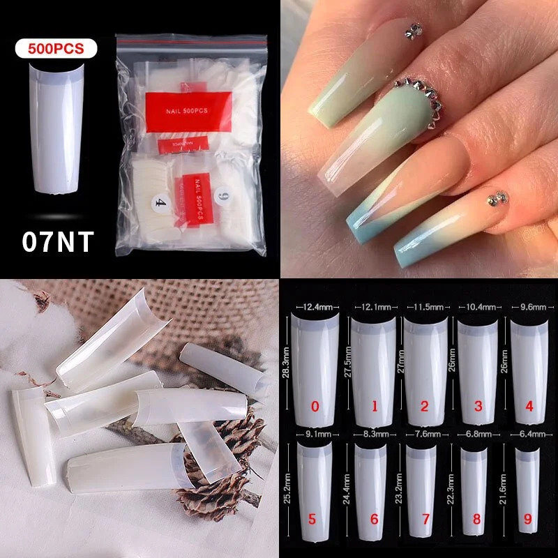 500Pcs False Nail Extension French Natural Transparent Stiletto Coffin False Nails Tips Long Acrylic UV Gel Nail Polish Manicure-Nail Inspo