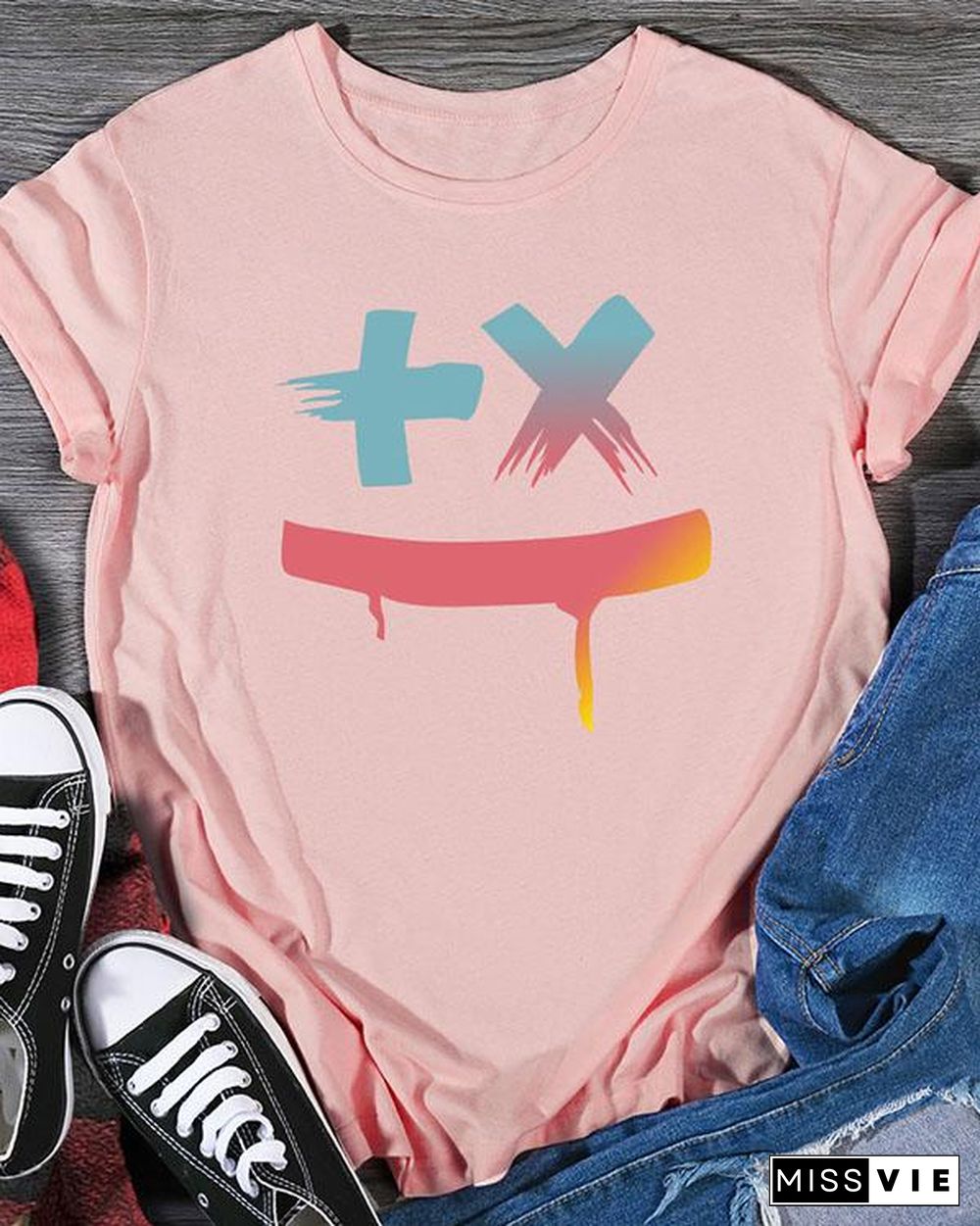 Women's Print Short Sleeve Daily T Shirt