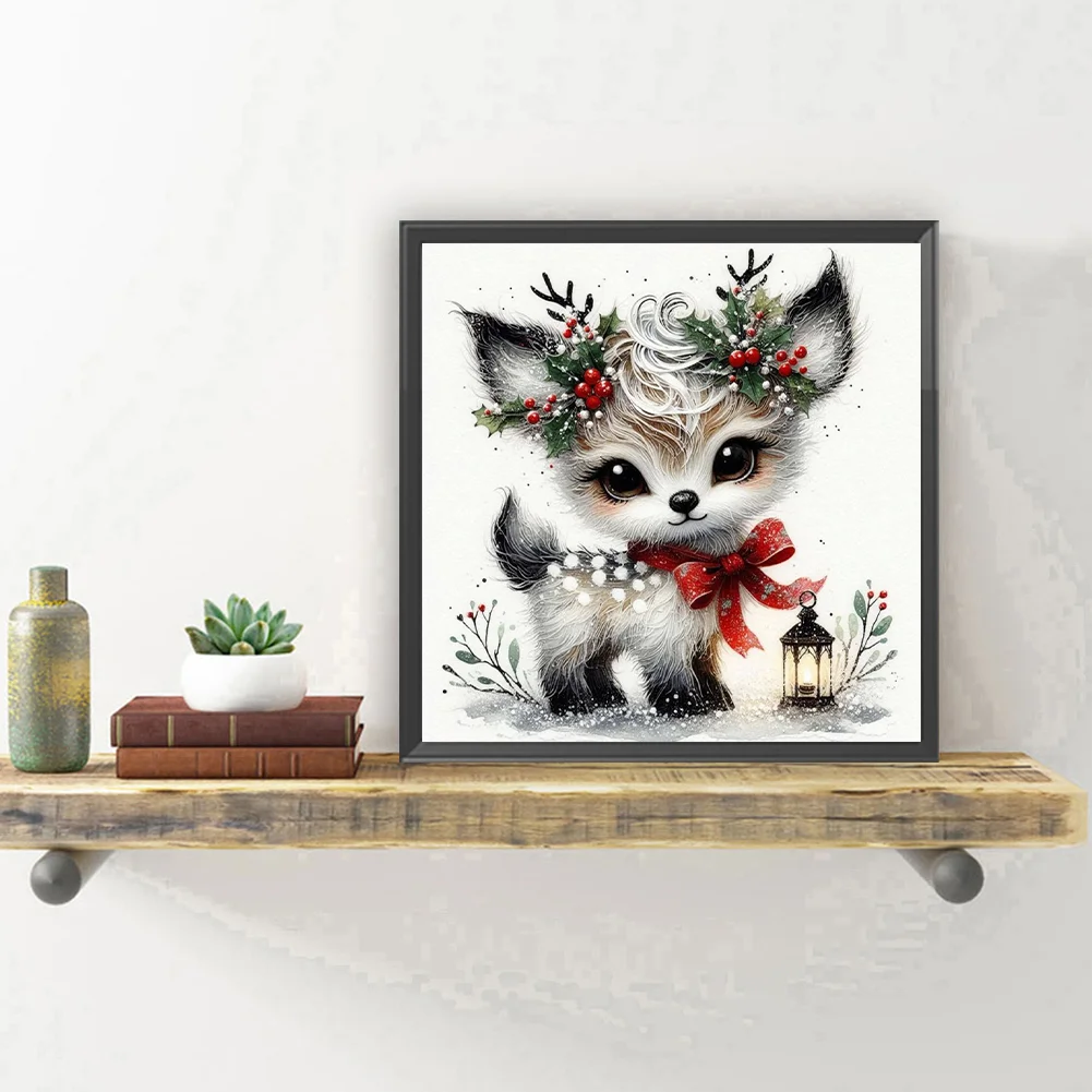 Diamond Painting - Full Round Drill - Winter Deer(Canvas|30*30cm)