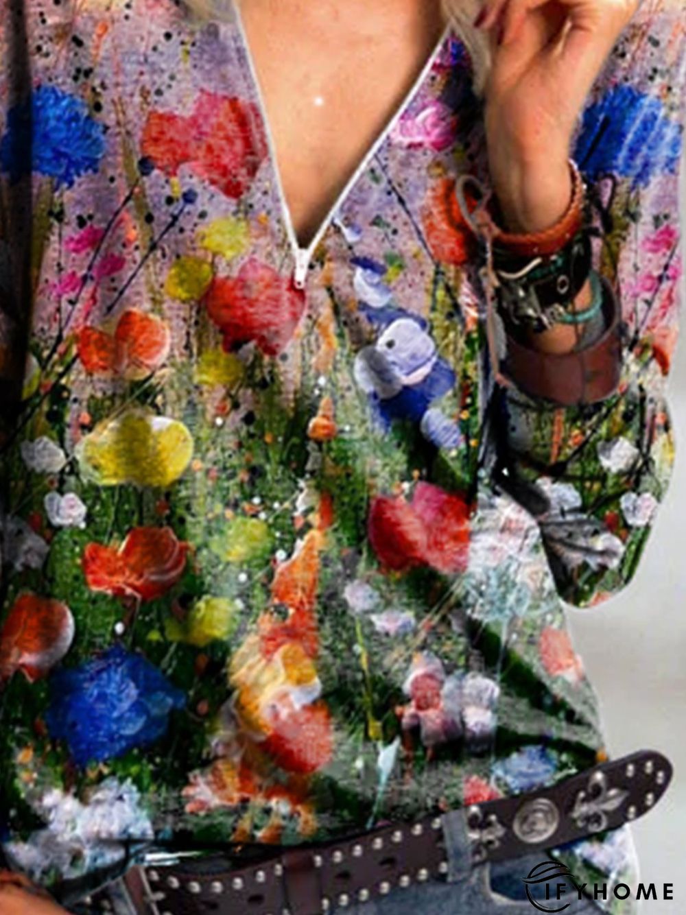 New Women Fashion Vintage Floral Casual Holiday Long Sleeve Shirt Top | IFYHOME