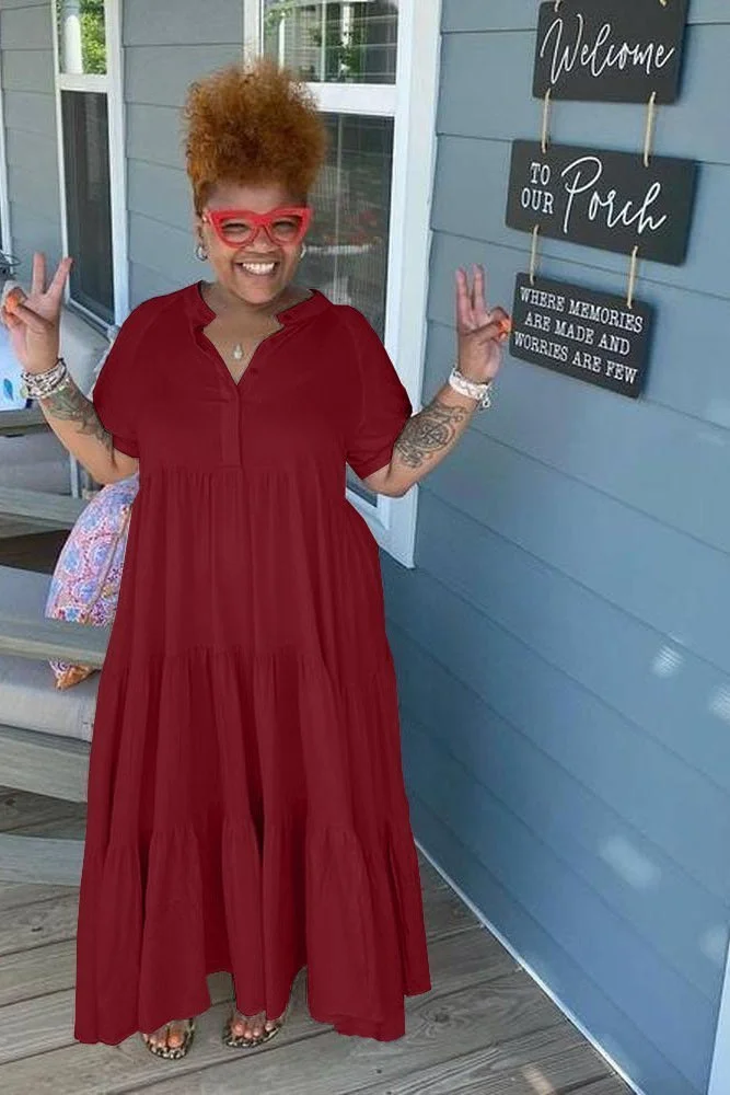 Tiered Midi Dress - Buy 2 Free Shipping