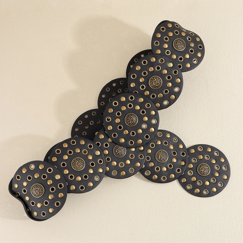 Casual Minimalist Classic Style Round Pu Leather Alloy Metal Button Women’s Leather Belts