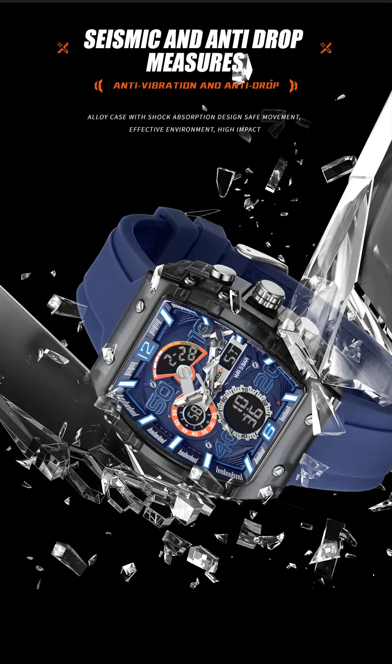 Product Introduction of Electronic Watch, SMAEL, For Men, Suitable for Students and Sports, Waterproof, Glow-in-the-Dark, Multifunctional, Outdoor Personality Square Style, 8109, Men's Watch 5
