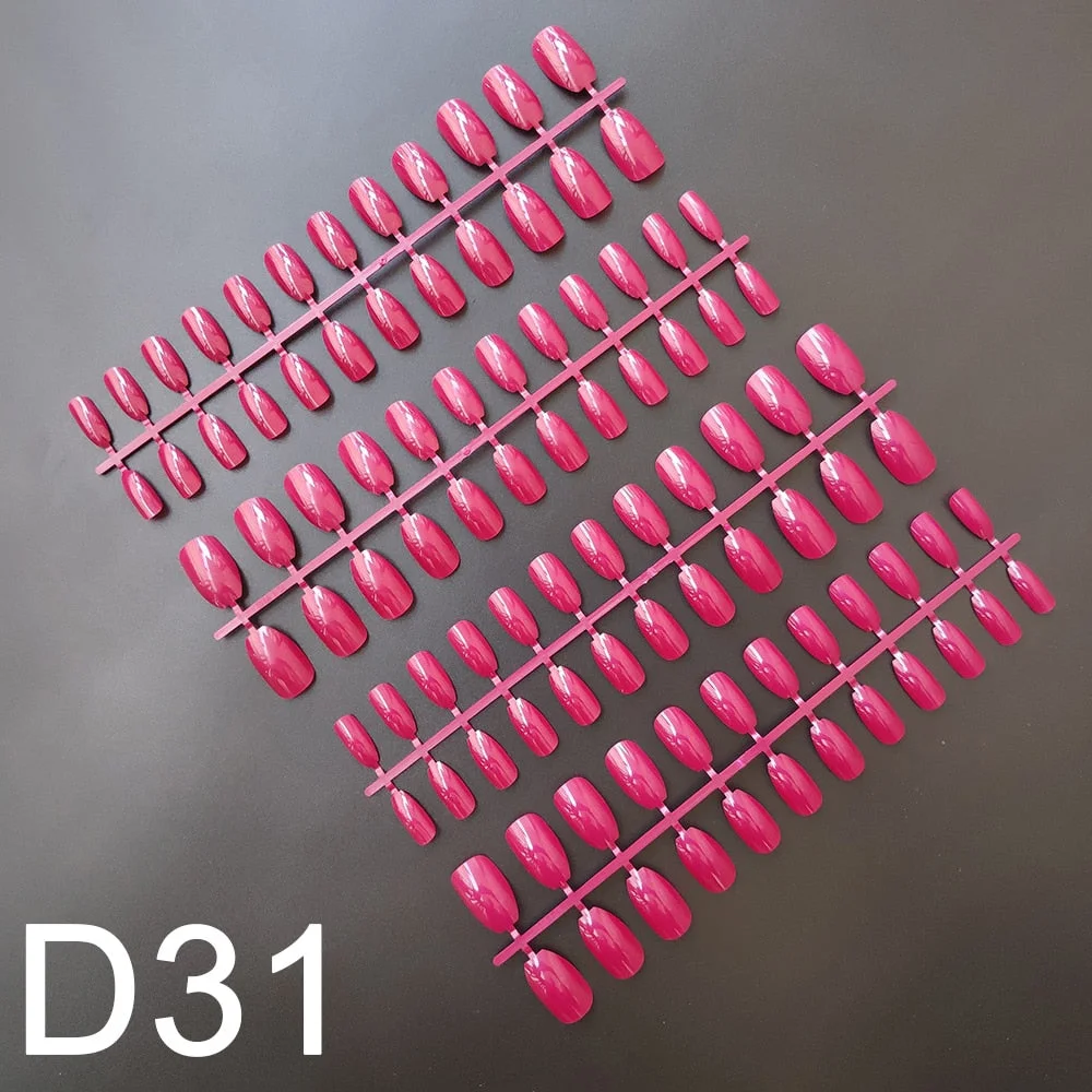 10 Sets Short Coffin Shape False Nail Tips In Same Color 24 Pieces/Set 10 Sizes Press on Fake Nails Manicure Finger Nail Tips-Nail Inspo