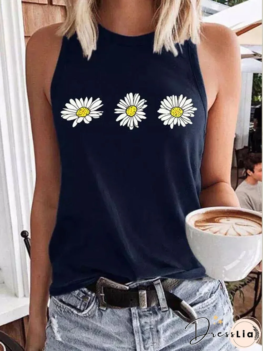 Casual Floral Knit Tank