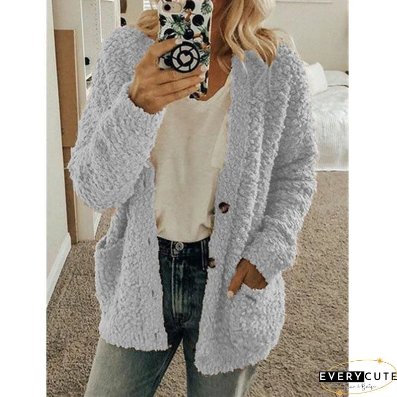 Fuzzy Popcorn Long Sleeve Knit Cardigan